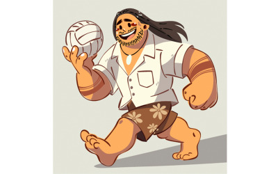 Ilustração de um homem samoano americano jogando vôlei
