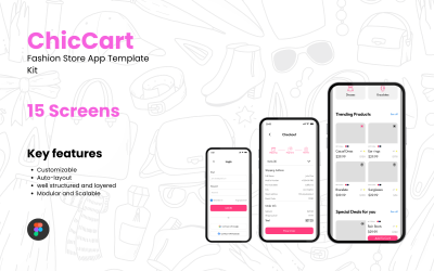 ChicCart – шаблон інтерфейсу додатка iOS для електронної комерції модного магазину