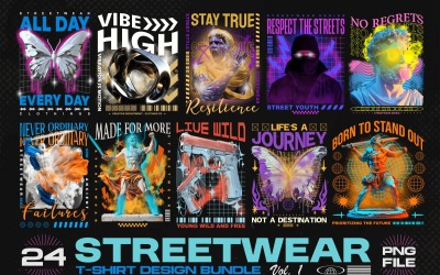 Pakiet projektów koszulek graficznych Streetwear Vol1