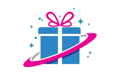 Presentförpackning butik Ikon logotyp Vektor Illustration design v.18