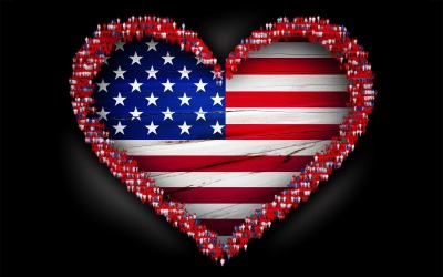 Drapeau américain amour, drapeau américain coeur