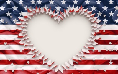 Usa flag love, papercut american flag