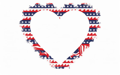 Usa flag love, papercut usa flag design