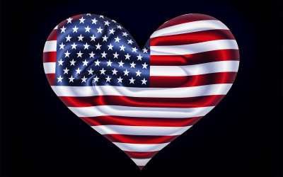Usa flagga kärlek, amerikanska flaggan hjärta design bakgrund