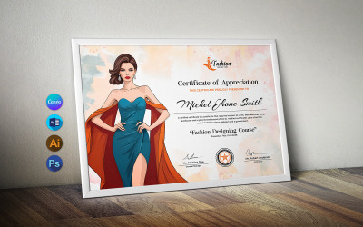 Modello di certificato di stilista di moda Canva e MS Word