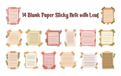 14 Blank Paper Sticky Note with Leaf