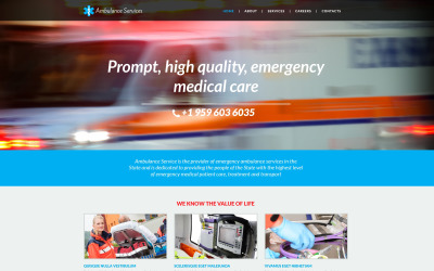 Ambulancia érzékeny webhelysablon