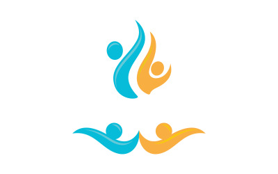 Community adoption care network and social icon illustration logo design v.10