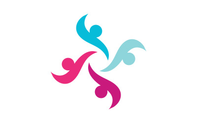 Community adoption care network and social icon illustration logo design v.11