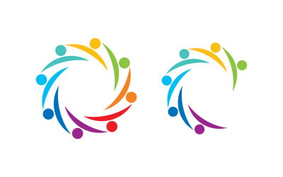 Community adoption care network and social icon illustration logo design v.16