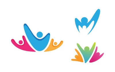 Community adoption care network and social icon illustration logo design v.19