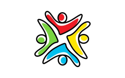 Community adoption care network and social icon illustration logo design v.22
