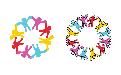 Community adoption care network and social icon illustration logo design v.24