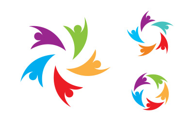 Community adoption care network and social icon illustration logo design v.30