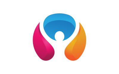 Community adoption care network and social icon illustration logo design v.8