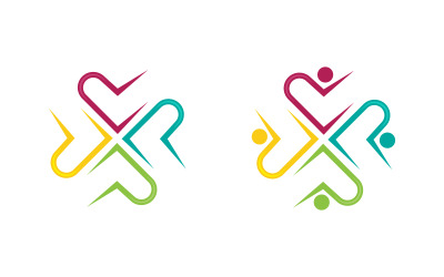 Community Adoption Care Network und Logodesign mit sozialer Symbolillustration, v.34