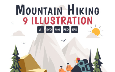 9 Mountain Hiking Adventure Illustration