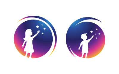 Bambini felici che giocano concetto illustrazione vettoriale Logo design v.2
