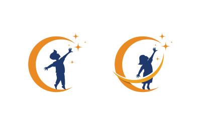 Bambini felici che giocano concetto illustrazione vettoriale Logo design v.3