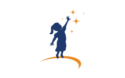 Bambini felici che giocano concetto illustrazione vettoriale Logo design v.5