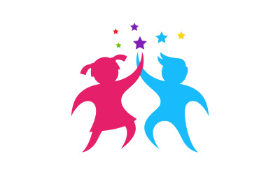 Bambini felici che giocano concetto illustrazione vettoriale Logo design v.8