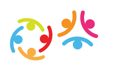 Community adoption care network and social icon illustration logo design v.21