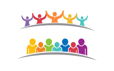Community adoption care network and social icon illustration logo design v.27