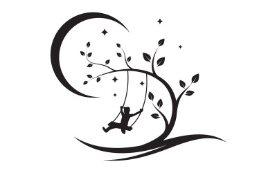 Kinder spielen mit Baumlogo, Vektorsymbol-Design-Illustration v.4