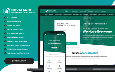 Novalance - Job Portal och Freelancer Marketplace - Ren minimalistisk HTML-mall