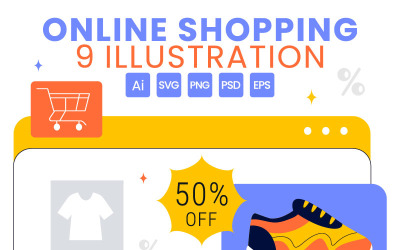9 Online Shopping Illustration