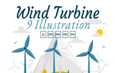 9 Sustainable Wind Turbine Illustration