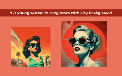 A young woman in sunglasses with city background