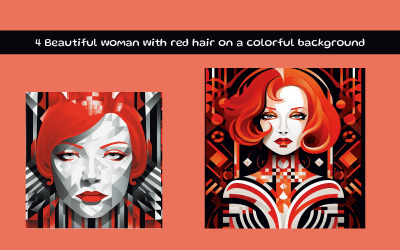 Beautiful woman with red hair on a colorful background