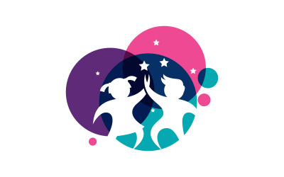 Illustrazione vettoriale del concetto di zona bambini felici icona Logo design v.6