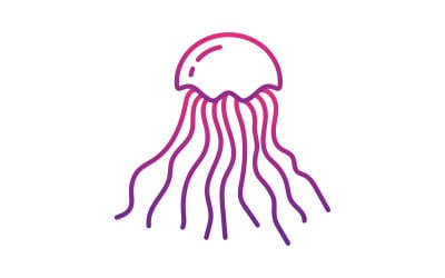 Jelly fish cute illustration Logo design template v.4