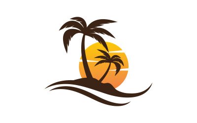 Modello di logo della spiaggia estiva con icona di palma v.17
