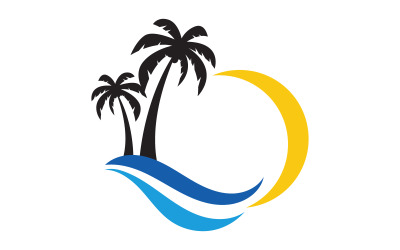 Modello di logo della spiaggia estiva con icona di palma v.1