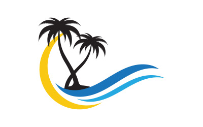 Modello di logo della spiaggia estiva con icona di palma v.3