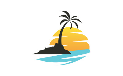 Modello di logo estivo per spiaggia con icona di palma v.19