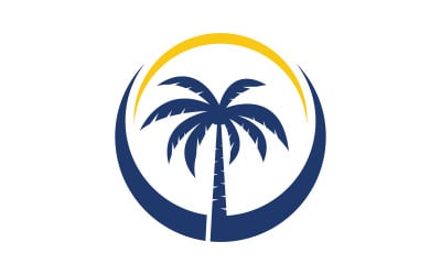 Modelo de logotipo de praia de verão com ícone de palmeira v.2