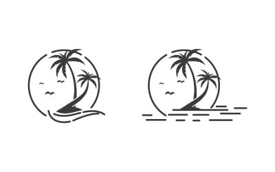 Palm tree icon summer beach logo template v.5
