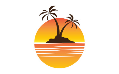 Palmiye ağacı simgesi yaz plajı logo şablonu v.24