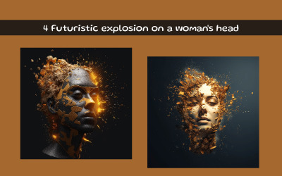 Futuristisk explosion på en kvinnas huvud