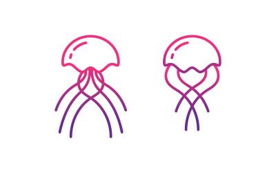 Jelly fish cute illustration Logo design template v.17