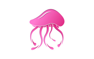 Modèle de conception de logo d&amp;#39;illustration mignonne de méduse v.15