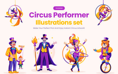 Moderne Zirkusartisten-Illustrationen