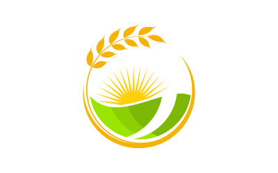 Plantilla de ilustración de icono de vector de granja de arroz de trigo agrícola v.3