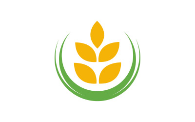 Plantilla de ilustración de icono de vector de granja de arroz y trigo agrícola v.6