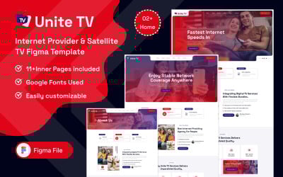 UniteTV – Figma-Vorlage für Internetanbieter und Satellitenfernsehen