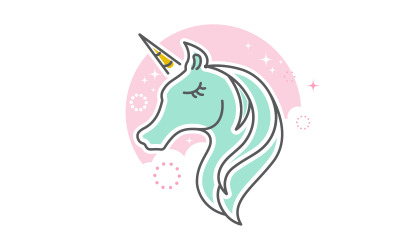 Шаблон дизайна векторной иллюстрации логотипа Unicorn Horse v.11